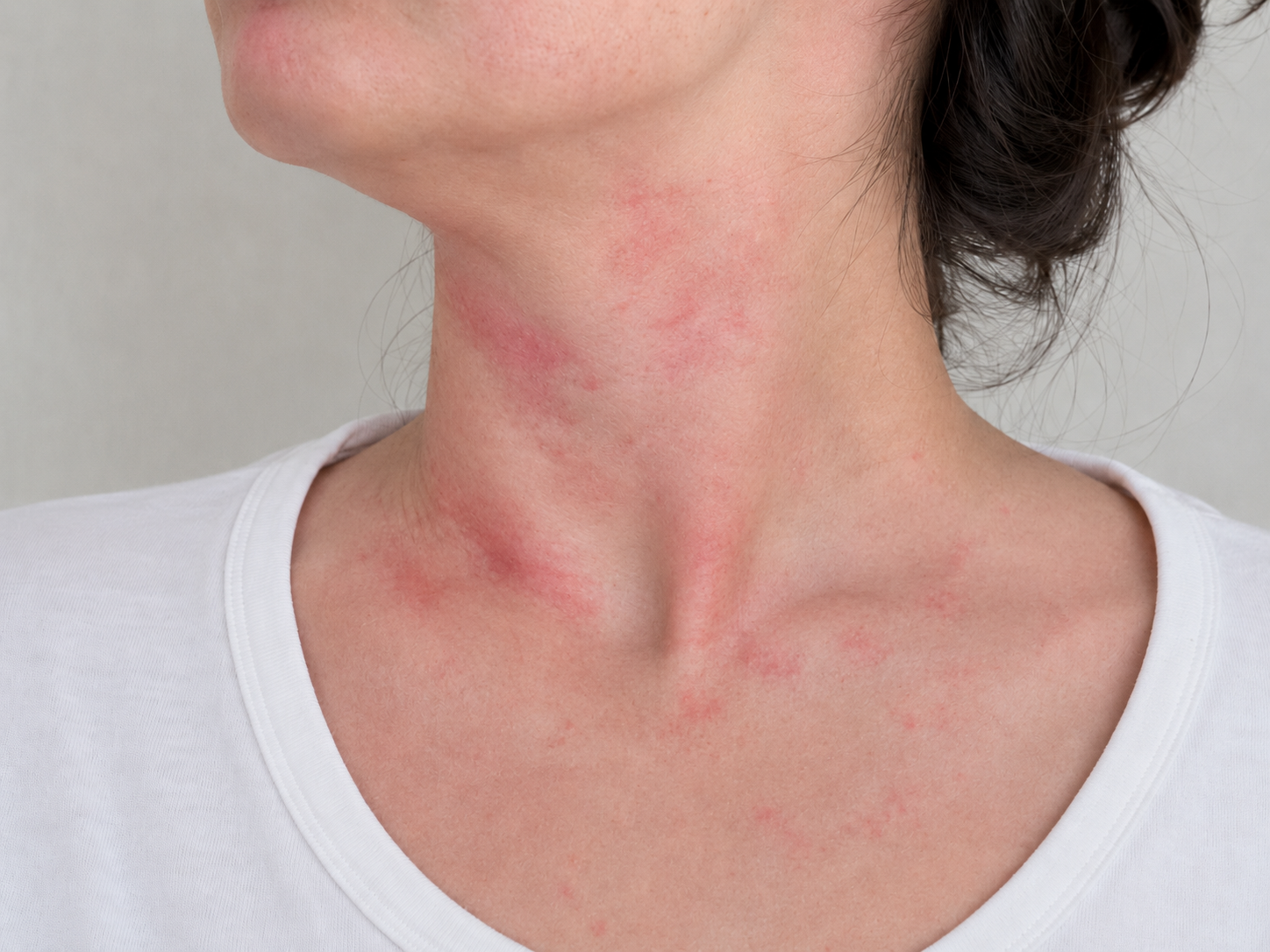 Paciente con lesiones cutáneas compatibles con mastocitosis en la piel.