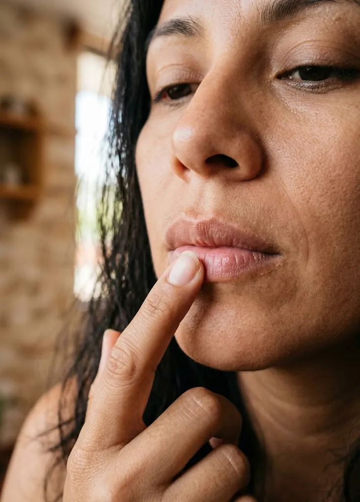 Labios naturales con resequedad y contorno poco definido
